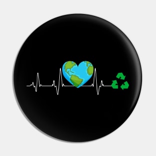 Earth Day Heartbeat Recycle Pin