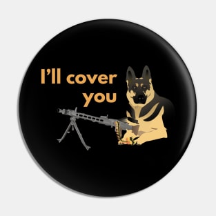 German Shepherd Dog with a Machine Gun Pin