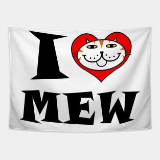 I Heart Cat - White and Orange Striped Cat Tapestry