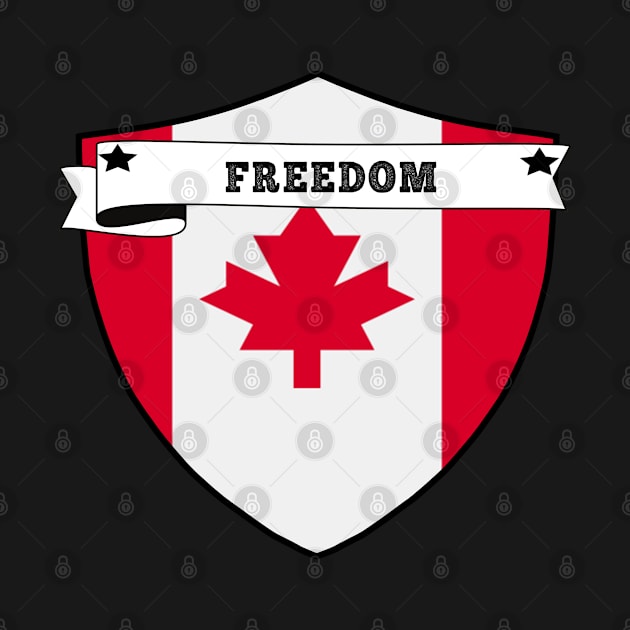 FREEDOM , CANADA COUNTRY SHIELD, MINIMALIST CANADA FLAG, I LOVE CANADA , BORN IN CANADA by Just Simple and Awesome