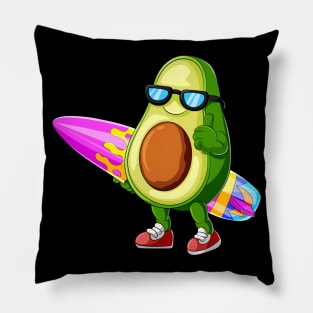 Surfing Avocado on Summer Time Pillow