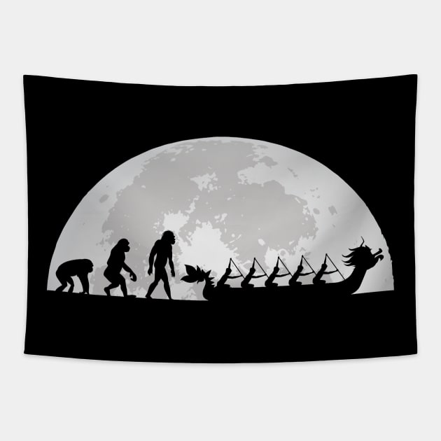 Dragon Boat Racing Team Evolution Moon Tapestry by Shirtbubble