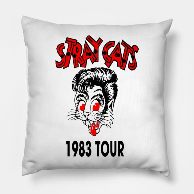 1983 tour rock band punk cats Pillow by Mckenna Paucek