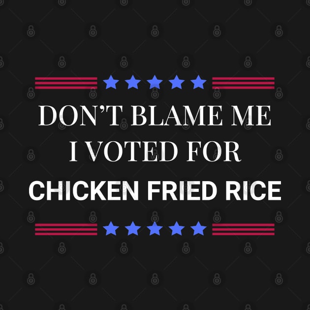 Don't Blame Me I Voted For Chicken Fried Rice by Woodpile