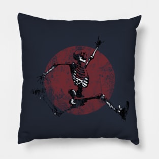 Grunge Jumping Skeleton 'Not Dead Yet' Pillow