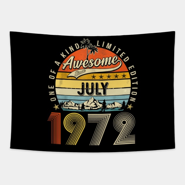 Awesome Since July 1972 Vintage 51st Birthday Tapestry by Red and Black Floral