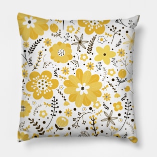Yellow Wild Flower - Floral Pattern Pillow