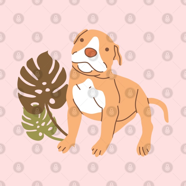 Pit Bull puppy and plants by Wlaurence