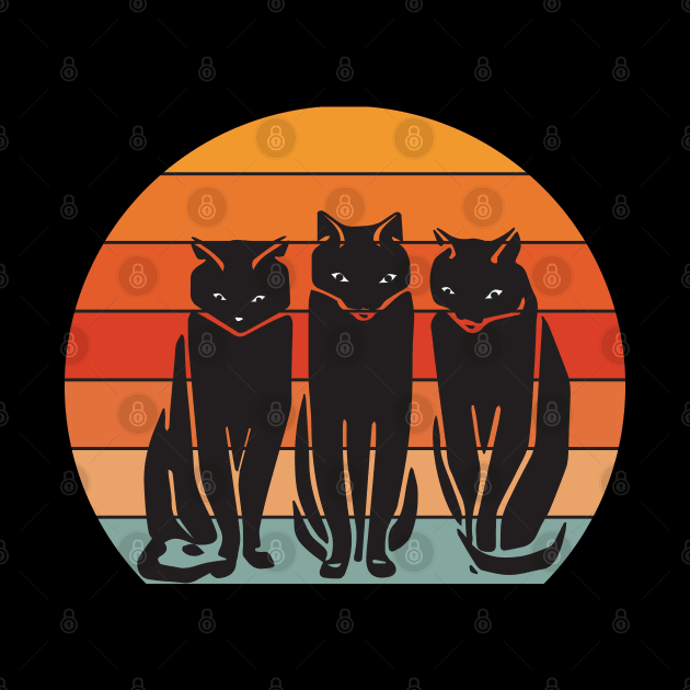 Three retro black cats by grafart