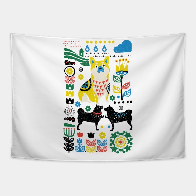 Scandinavian Shiba Inu Tapestry by huebucket