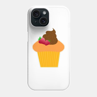 Cute orange cupcake with strawberries Phone Case