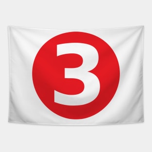 Number 3 Big Red Dot Letters & Numbers Tapestry