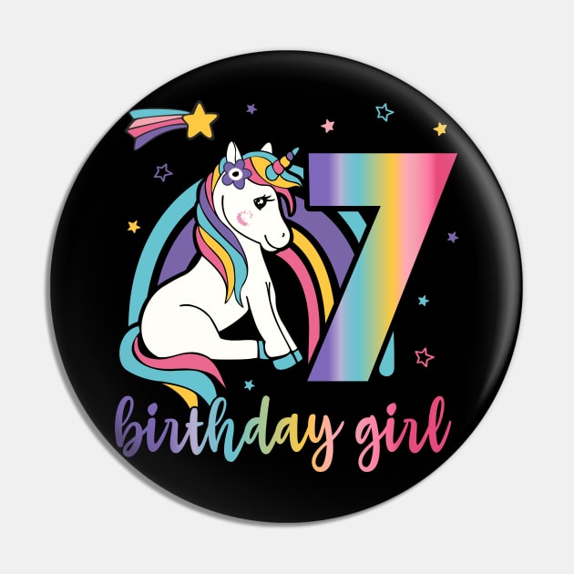 7th birthday Girls Unicorn Pin by FloraLi