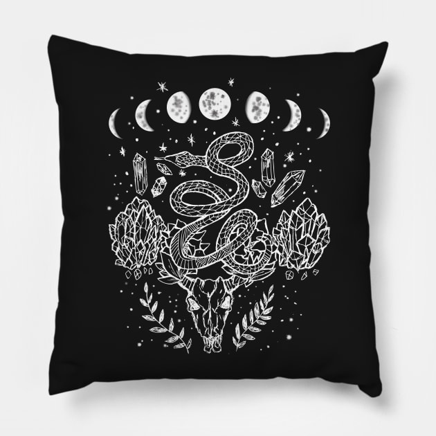 Witchy Snakes And Crystals Gothic Punk Pillow by LunaElizabeth