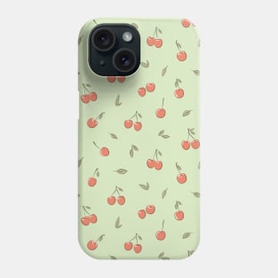 Boho Cherry Pattern Spring Cherries Green Phone Case