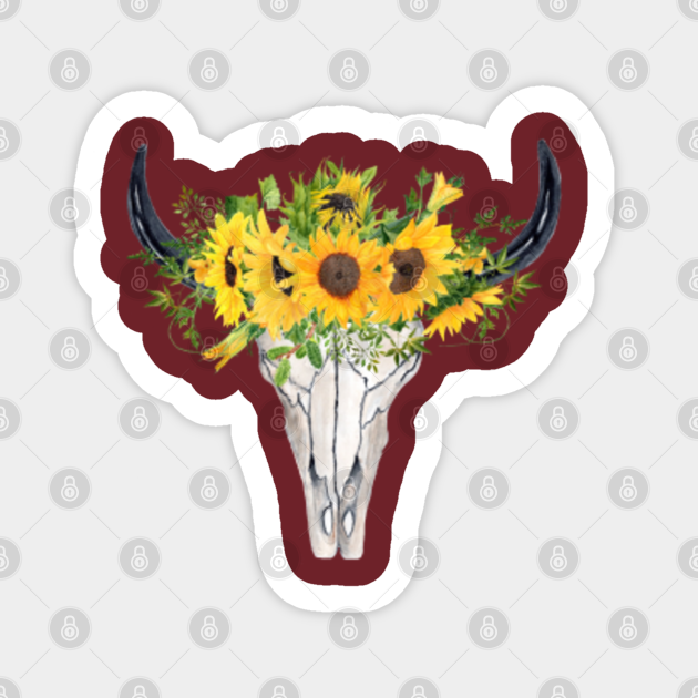 Cow Skull With Sunflowers Cow Skull Art With Flowers T S Sticker Teepublic Get this cow head skull buffalo bull floral for those who likes highland, farm, western, and heifer. teepublic