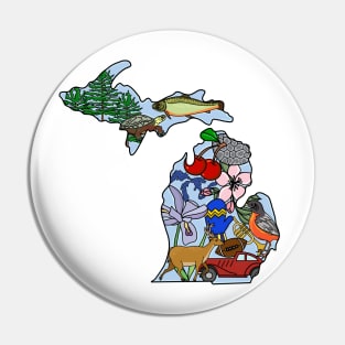 Michigan State Symbols Art Pin