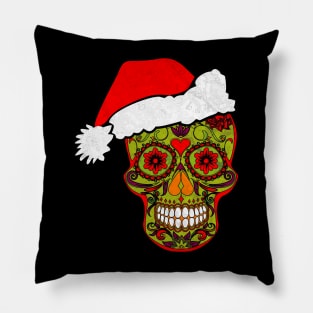 Gothic Christmas - Smiling Sugar Skull Santa Claus 2 Pillow