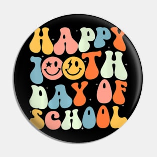 Retro Groovy 100 Days Happy 100Th Day Of School Teacher Kids Pin