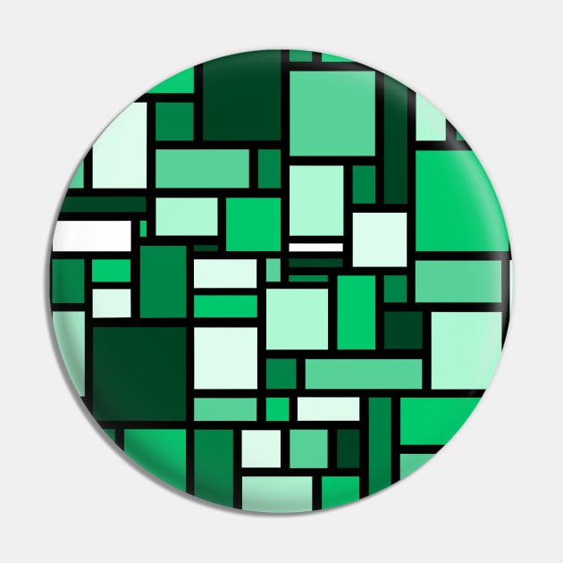 Green Square and Rectangle Geometric Patterns - Disco Vibes Pin by SemDesigns