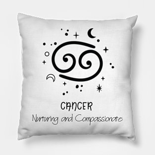 Cancer Personality Black Text Pillow