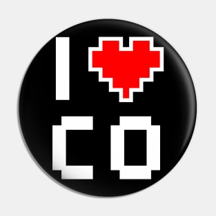 I Love CO - Pixel heart for Colorado gamer Pin