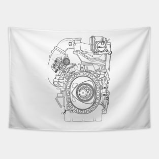 Mazda RX-7 FC FD RX-8 engine Vankel rotary engine blueprint Tapestry