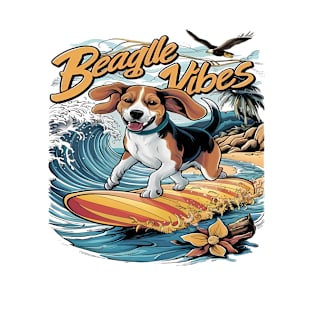 Majestic Beagle Conquers the Wave Surfing T-Shirt