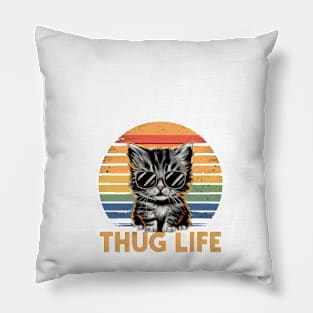 "Sunset Kitty: THUG LIFEStyle" - Cat, Rapper, Gangster Pillow