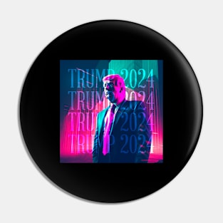 Vaporwave Retrowave Synthwave Donald Trump 2024 President Election Republican Conservative Pin