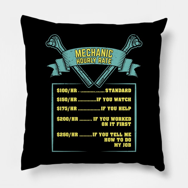 Mechanic Hourly Rate Funny Gift Pillow by Dolde08