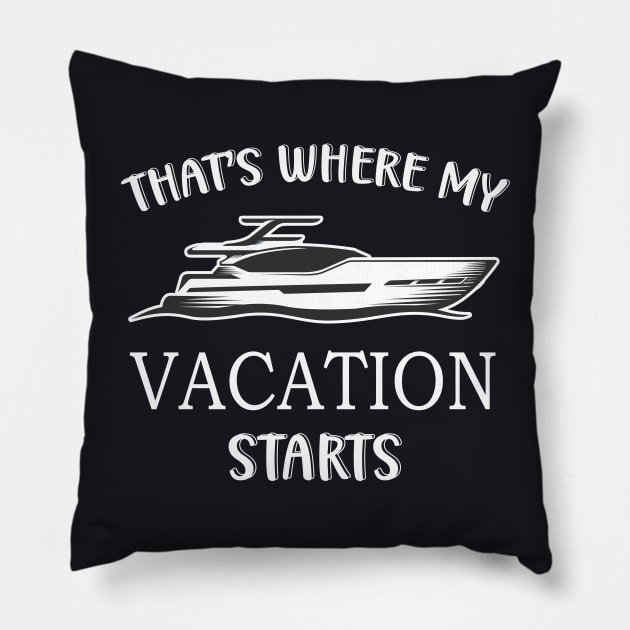 Motorboat Yacht Vacation Pillow by Foxxy Merch