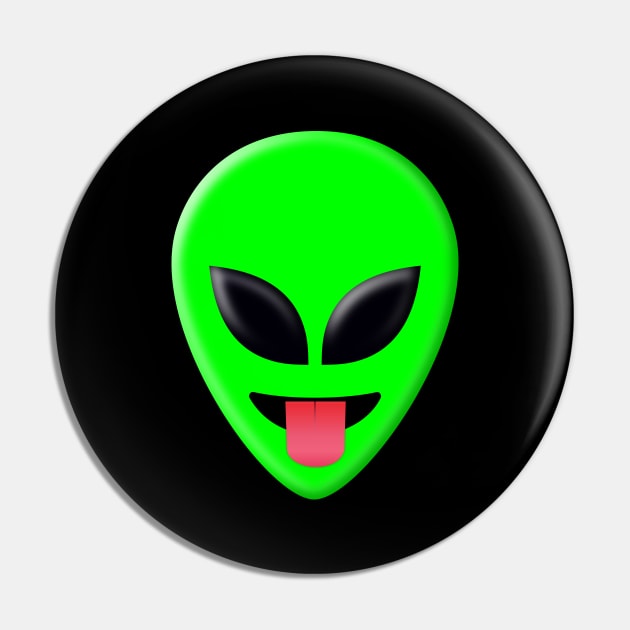 Alien Head Tongue Out Emoji Pin by williamcuccio