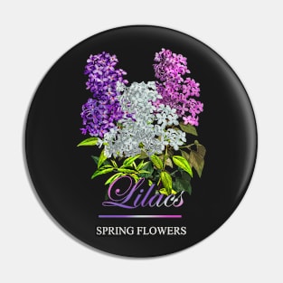 Vintage Lilac-Spring Flowers Lilacs-Gifts with printed flowers-Spring flower t-shirt-Floral shirt Pin