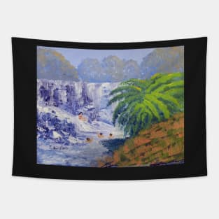 Tropical Waterfall - Oil on Board Tapestry