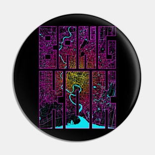 Bangkok, Thailand City Map Typography - Neon Pin