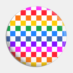 Bright rainbow checkerboard Pin