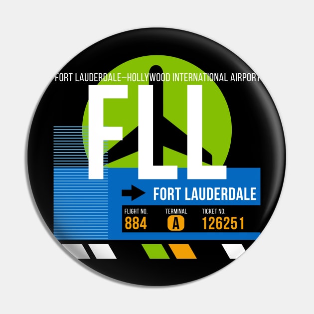 Fort Lauderdale (FLL) Airport // Retro Sunset Baggage Tag Pin by Now Boarding