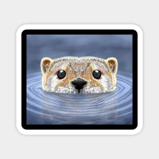 Otter with funny face classic swimming on water Magnet