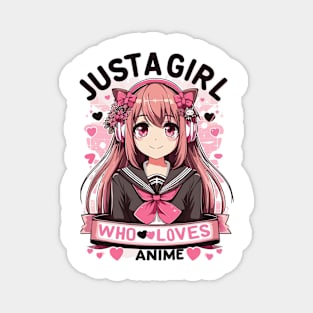 Pink-Haired Anime Admirer Illustration Magnet