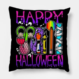 Happy Halloween Art Supplies with Costumes Pillow