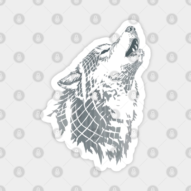 Retrowave Howling Chrome Wolf Head T-Shirt Magnet by TuncGK
