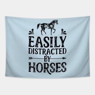 Easily Distracted By Horses Shirt Girls Women Horse Riding Tapestry