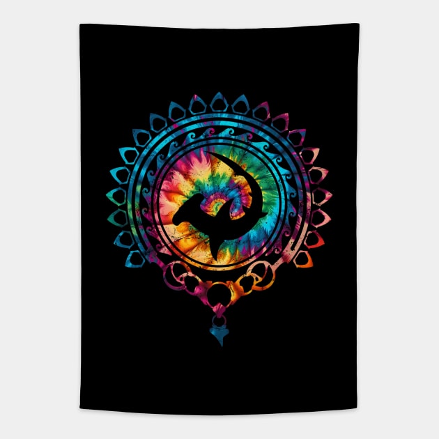 Great Hammerhead Shark Rainbow Tie Dye Pattern Tapestry by NicGrayTees