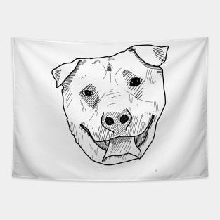 Staffy b&w linework Tapestry