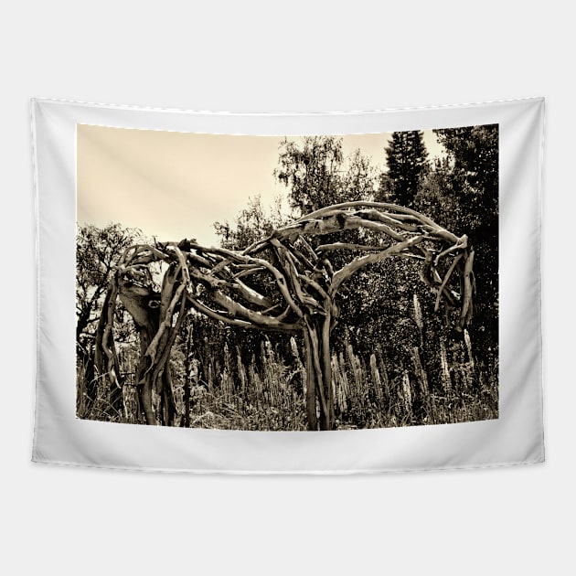 Old Wooden Horse Tapestry by Scubagirlamy