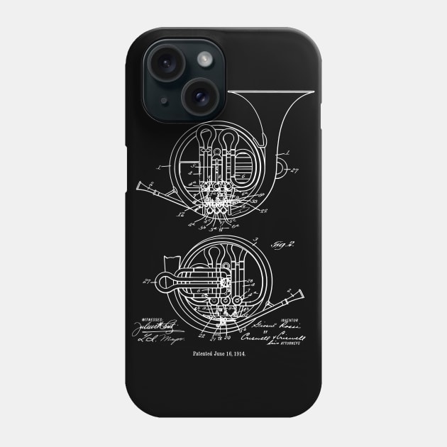 French Horn Player Gift Patent 1914 Phone Case by MadebyDesign