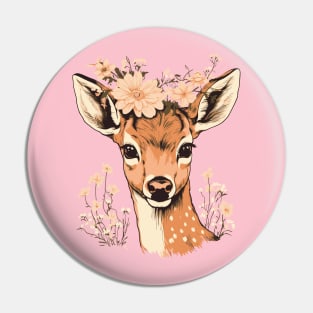 Deer and flowers Pin