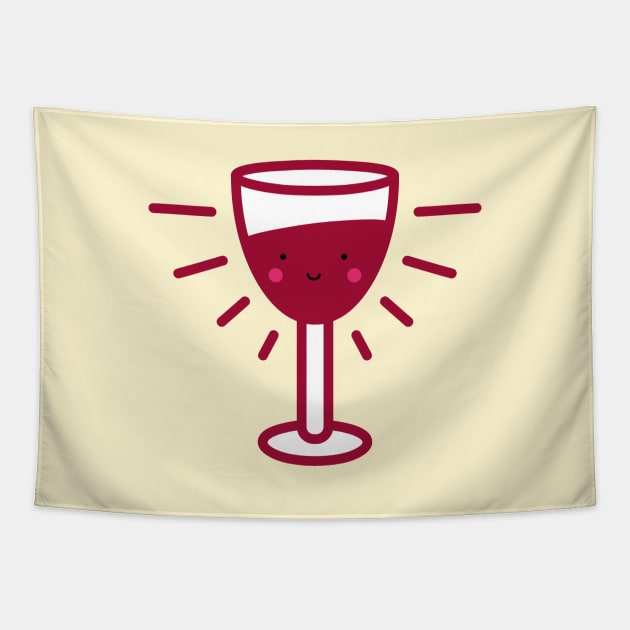 Kawaii Red Wine Glass Tapestry by designminds1