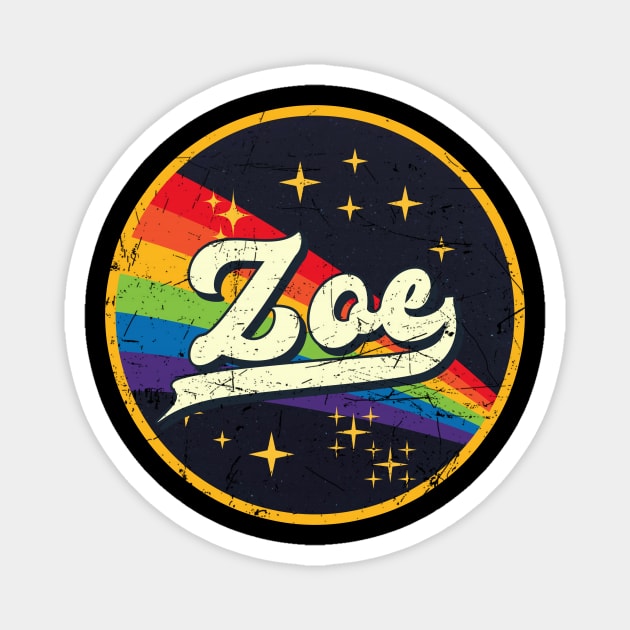 Zoe // Rainbow In Space Vintage Grunge-Style Magnet by LMW Art